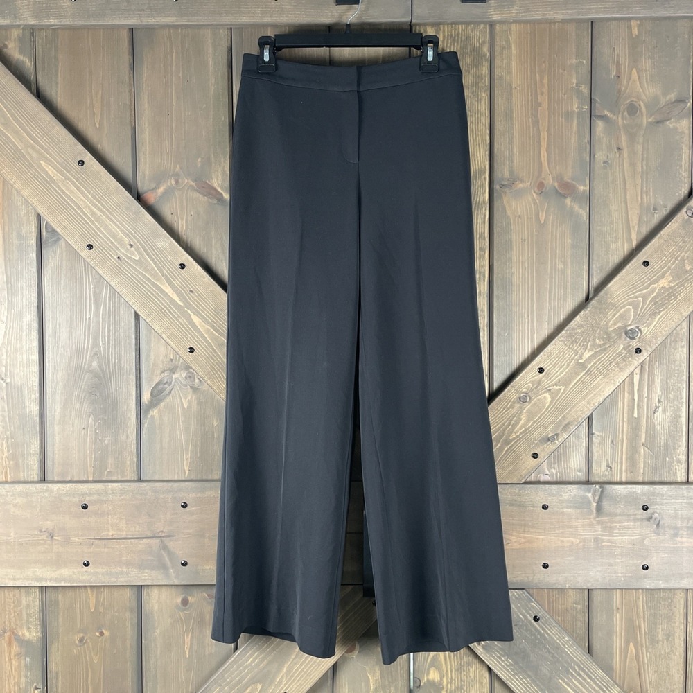 St John Caviar Black Wide Leg Pants Designer Trousers $795 Women's Size 4